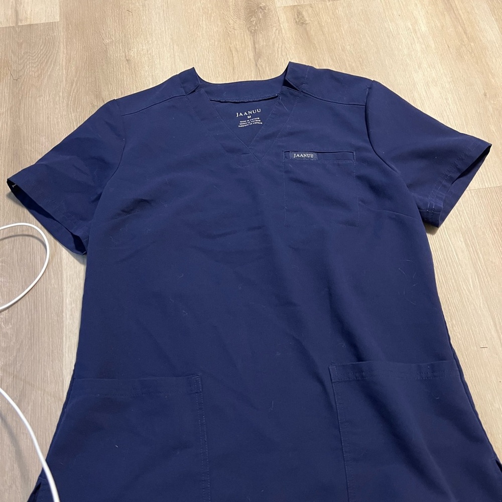 Jaanuu Deep Blue V-Neck Scrub Top